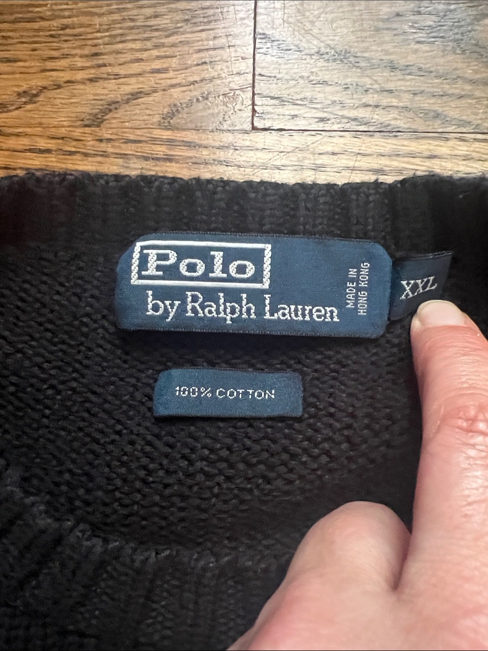 Polo by Ralph Lauren Black Crewneck Sweater with Purple Pony - Picture 3 of 5